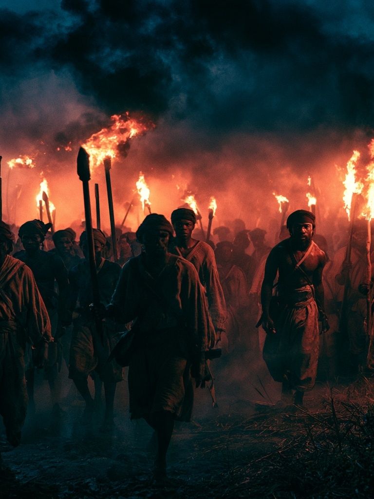 Torchlit Procession Photography Poster. poster detail