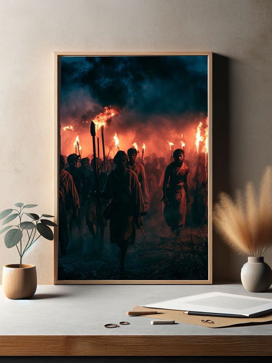 Torchlit Procession Photography Poster. — room view 2