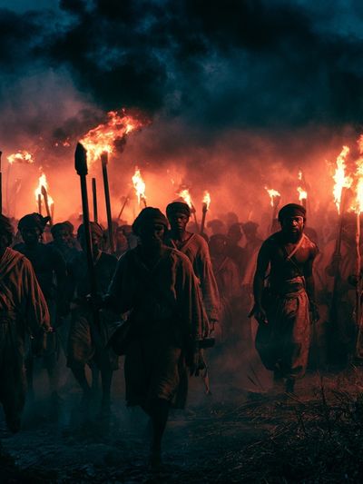 Torchlit Procession Photography Poster. poster