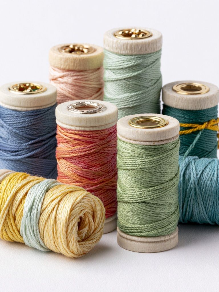 Pastel Thread Spools Photography Poster. poster detail