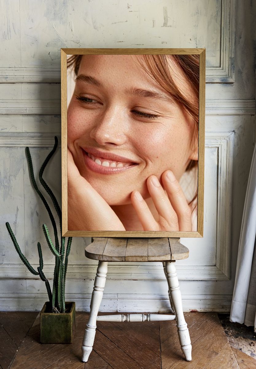 Smiling Woman Portrait Photography Poster. — room view 1