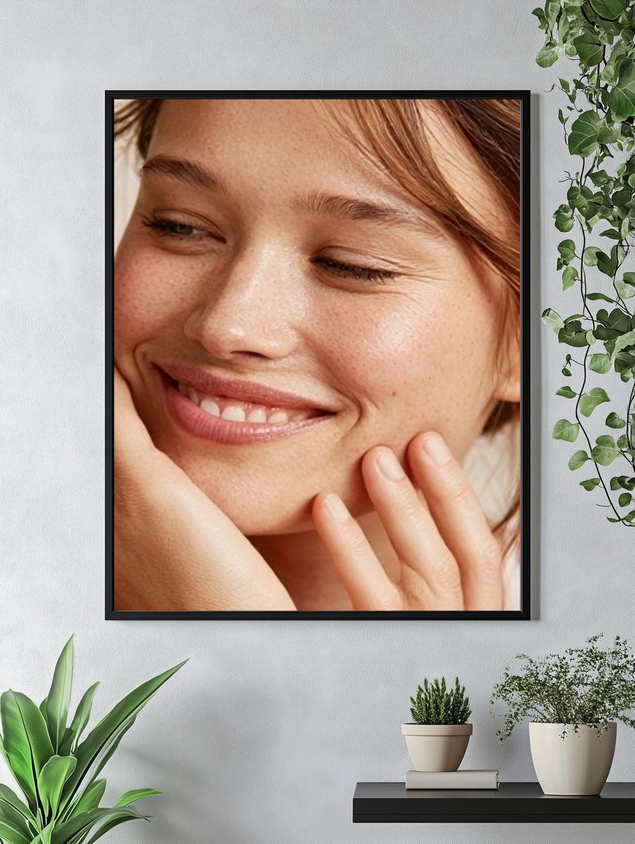 Smiling Woman Portrait Photography Poster. — room view 4