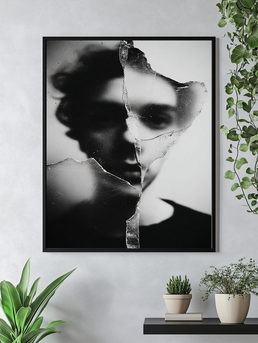 Fragmented Face Black-White Print. — room view 4