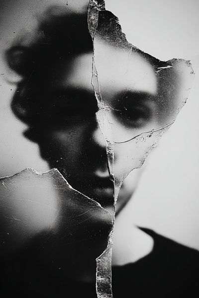 Fragmented Face Black-White Print. poster print