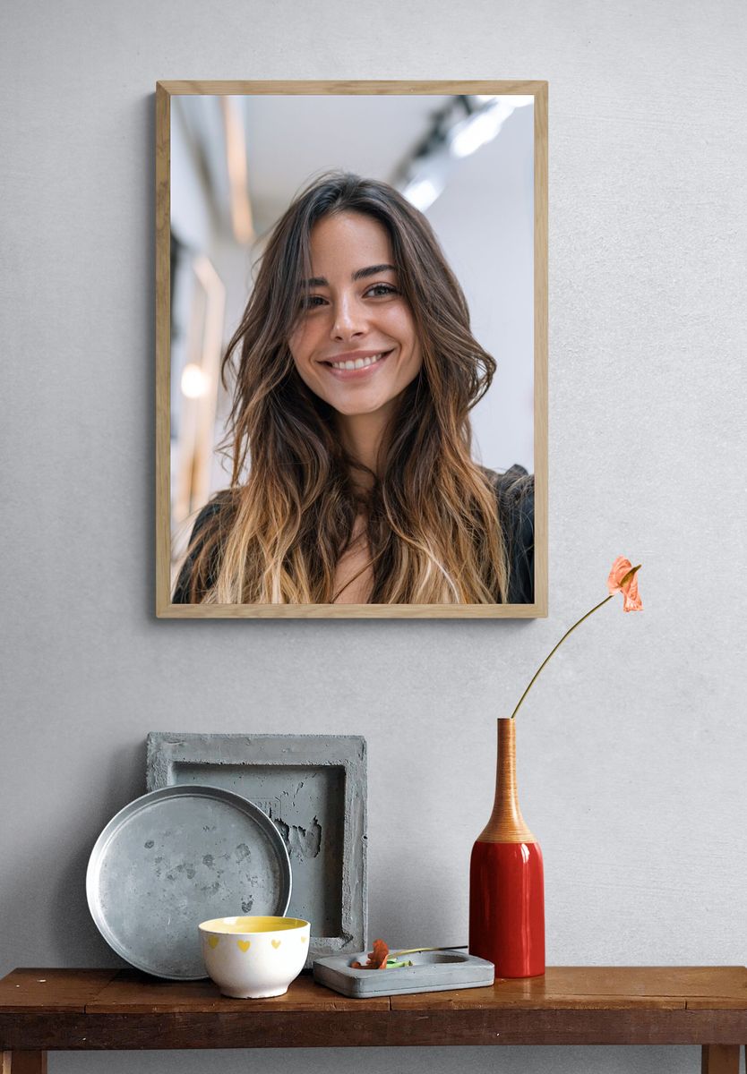Smiling Woman Portrait Print. — room view 3