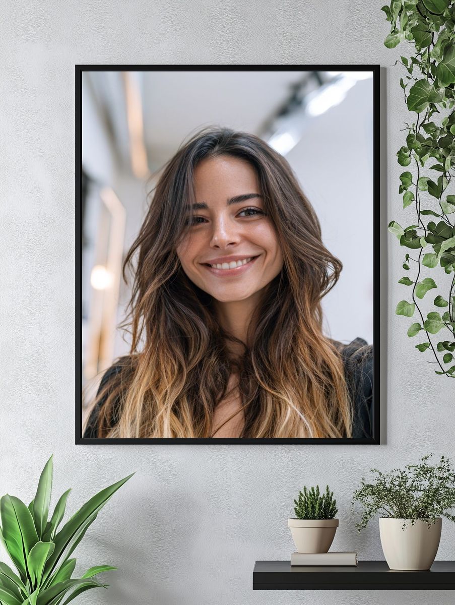 Smiling Woman Portrait Print. — room view 4