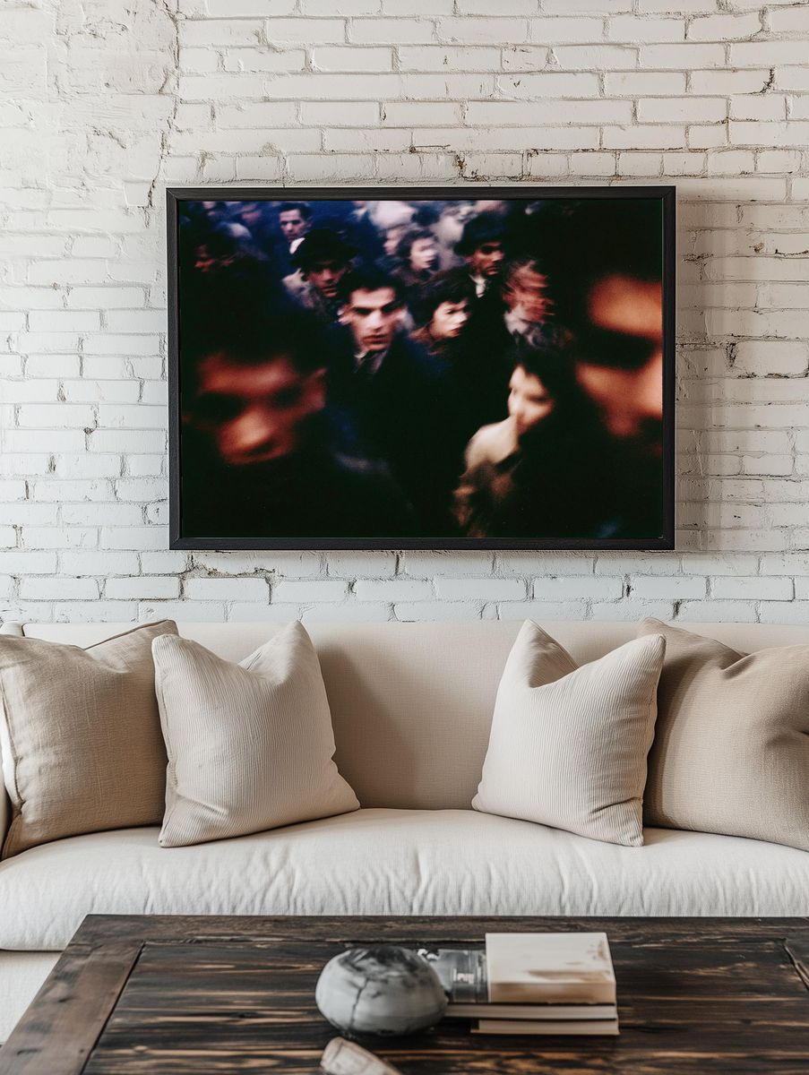 Blurred Crowd Street Photography Poster. room preview