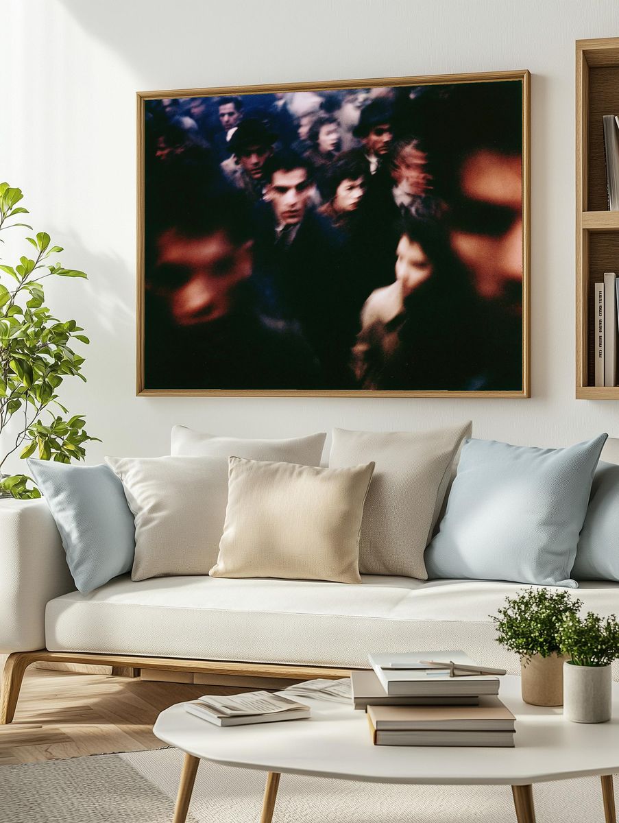 Blurred Crowd Street Photography Poster. — room view 2