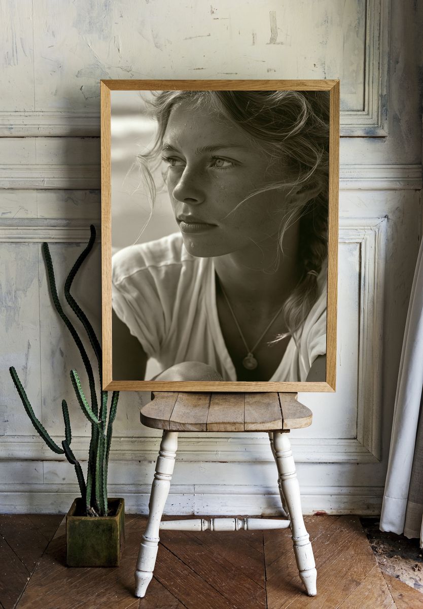 Contemplative Portrait Photography Print. room preview