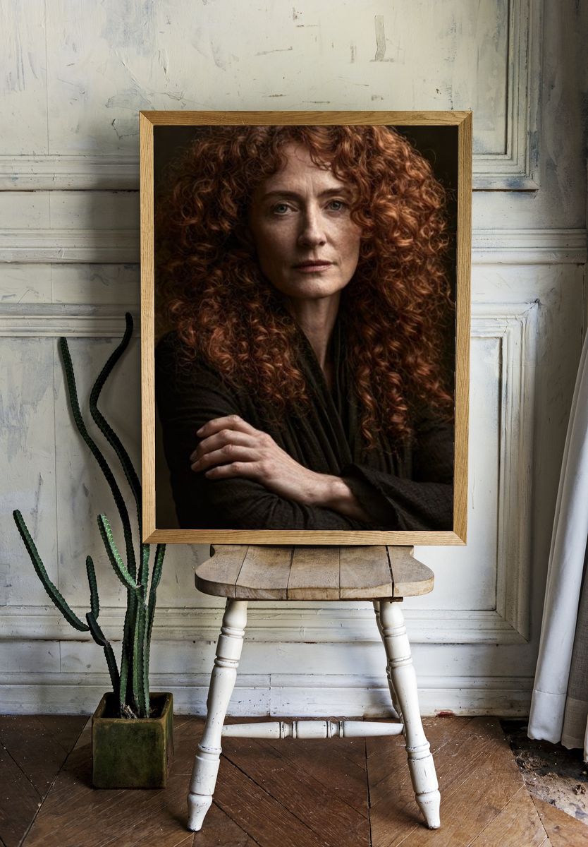 Red Curly Hair Portrait Photography Poster. — room view 1