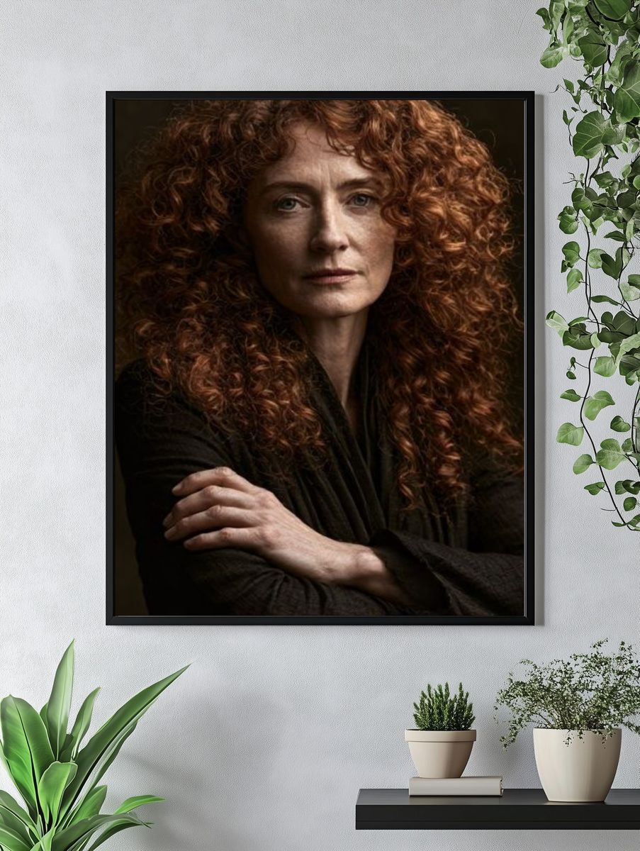 Red Curly Hair Portrait Photography Poster. — room view 4