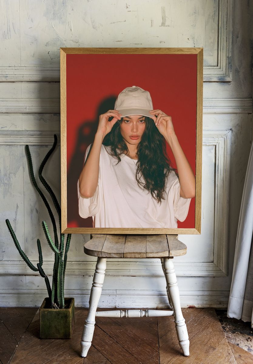 Red Studio Portrait Photography Poster. room preview