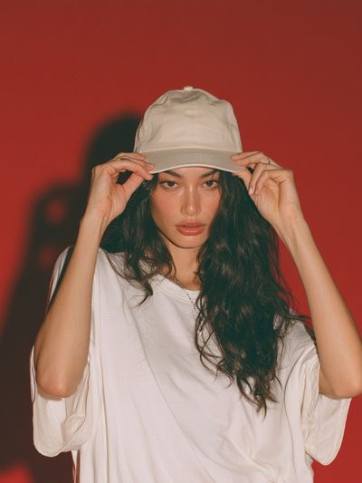Red Studio Portrait Photography Poster. poster