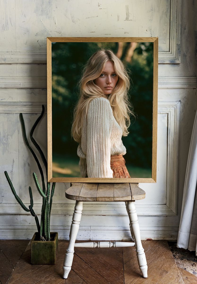 Blonde Portrait in Forest Poster. room preview