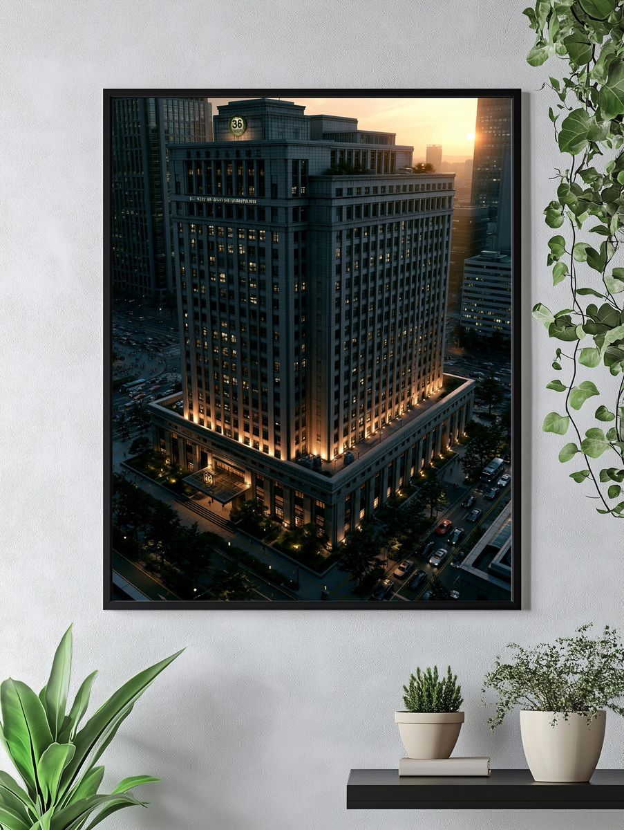 Sunset City Tower Photography Poster. — room view 4