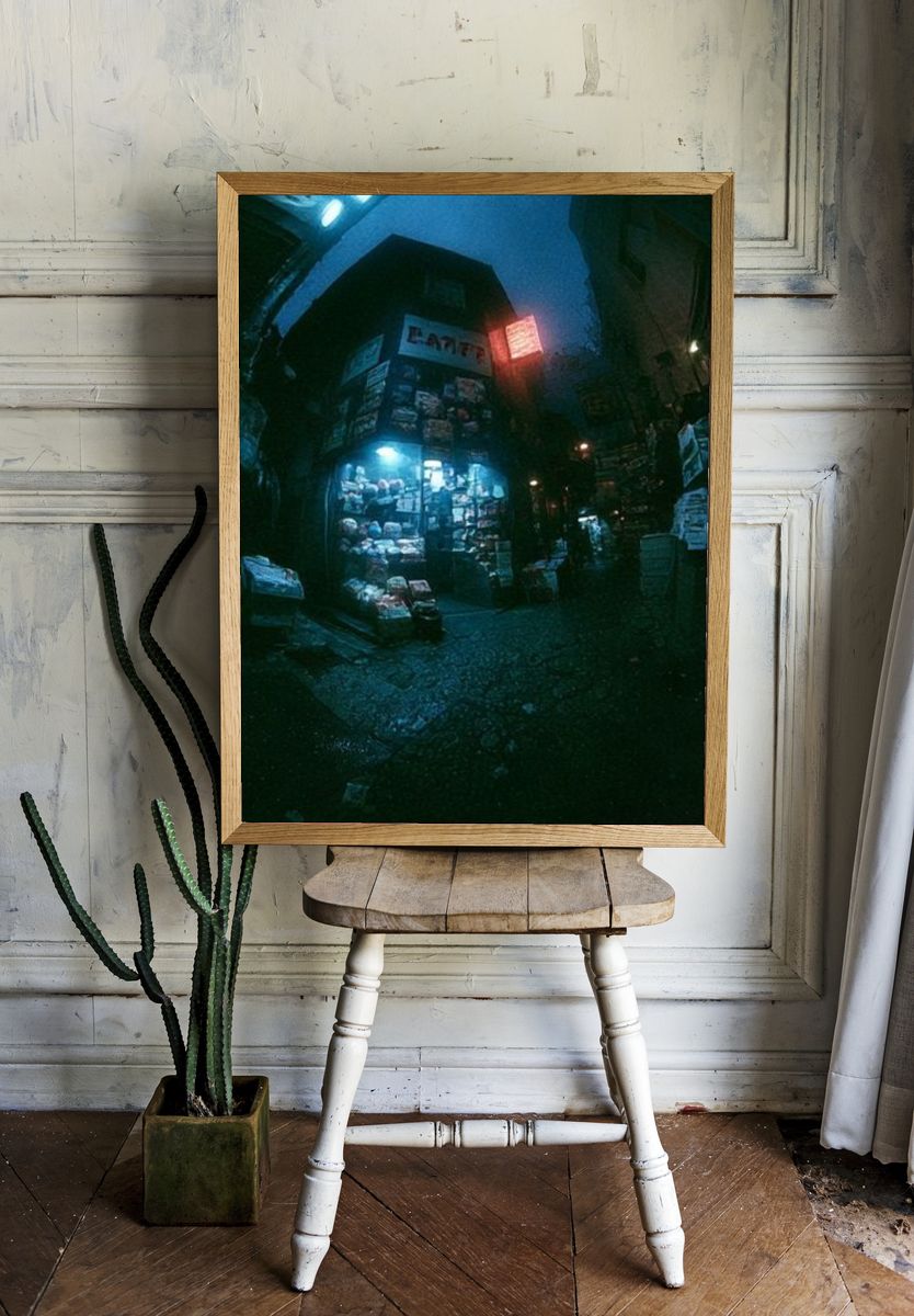 Neon Alley Night Photography Poster. room preview