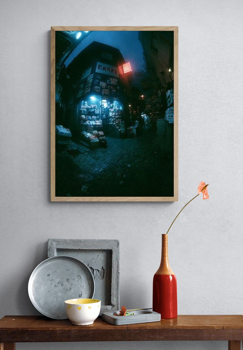 Neon Alley Night Photography Poster. — room view 3