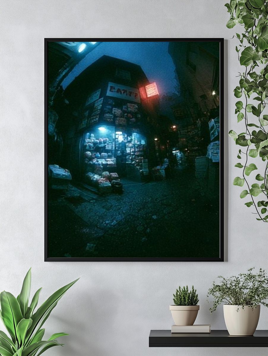 Neon Alley Night Photography Poster. — room view 4
