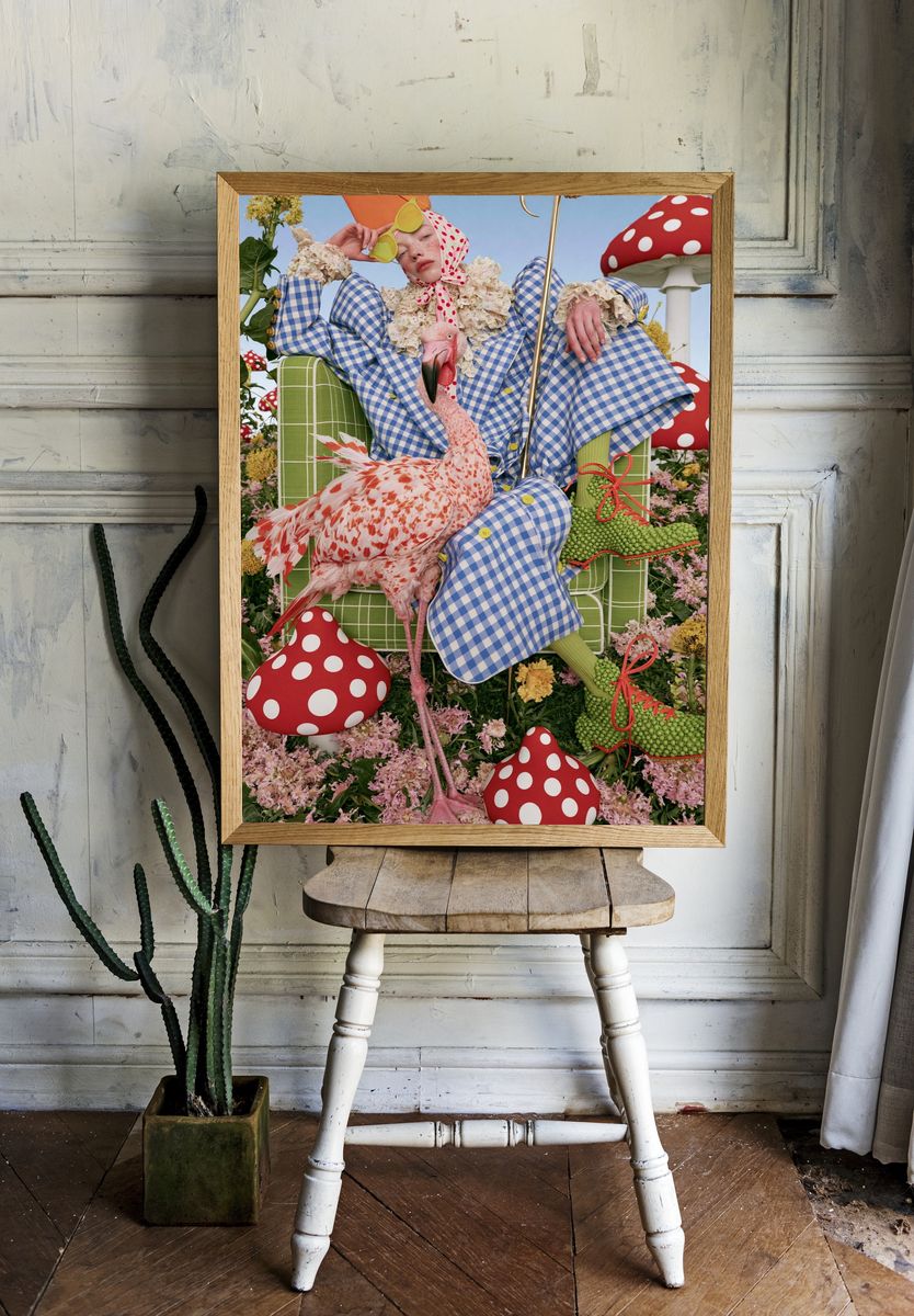 Surreal Flamingo Garden Fashion Poster. room preview