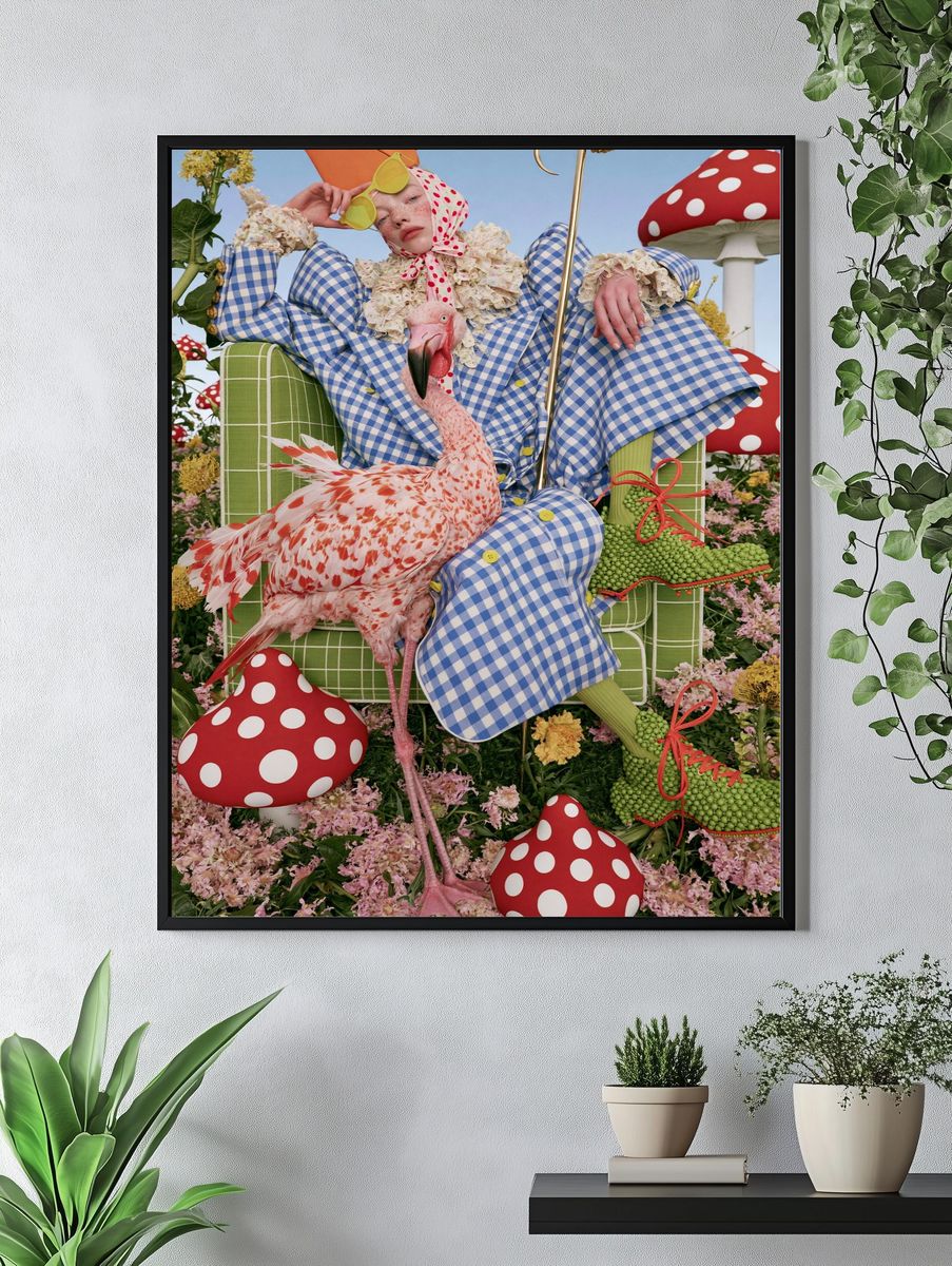 Surreal Flamingo Garden Fashion Poster. — room view 4