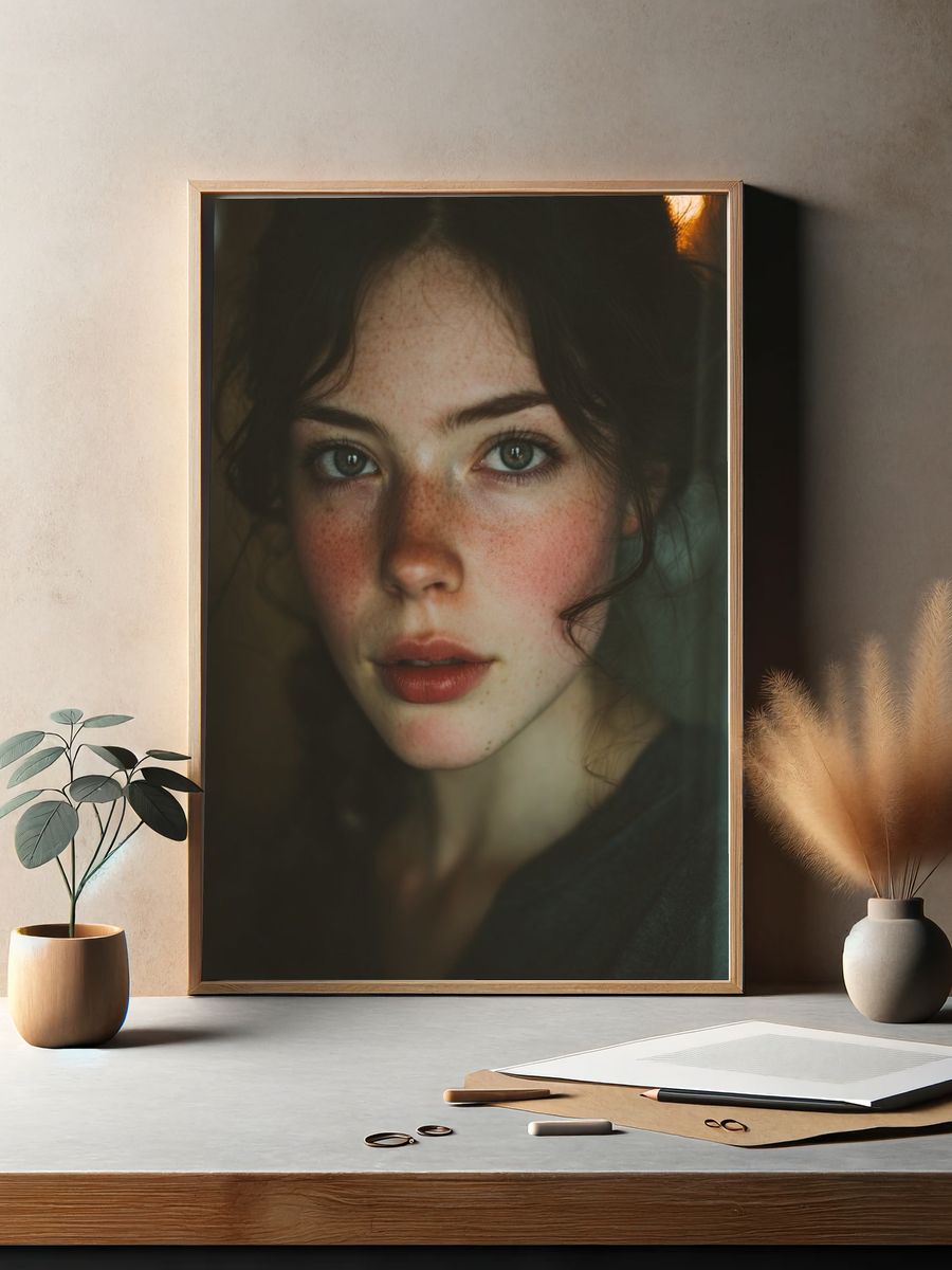 Freckled Portrait Photography Poster. — room view 2