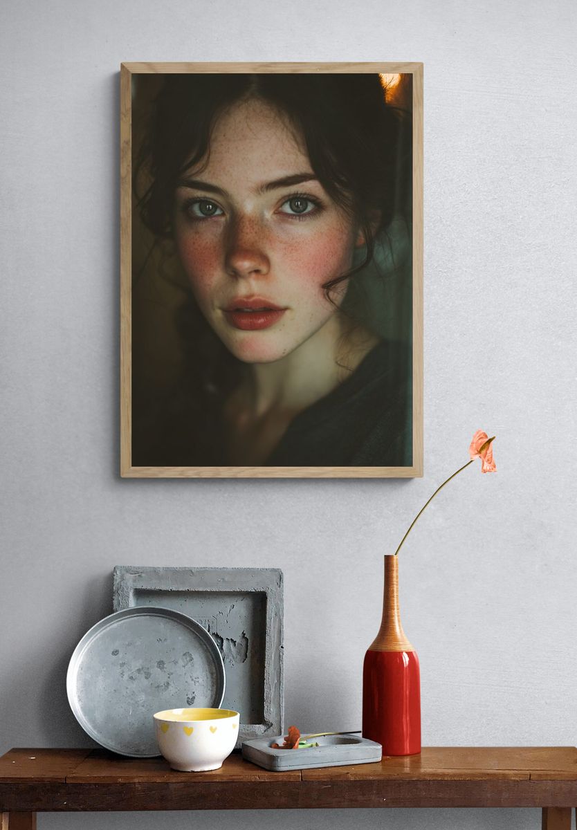Freckled Portrait Photography Poster. — room view 3
