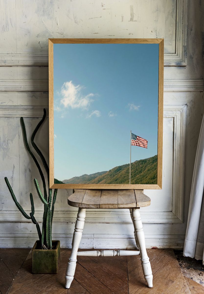 American Flag Landscape Poster. room preview