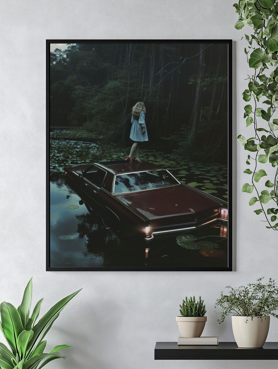 Surreal Forest Car Scene Poster. — room view 4