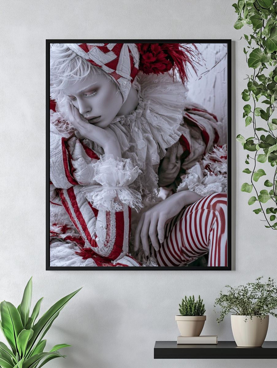 Red and White Portrait Photography Poster. — room view 4