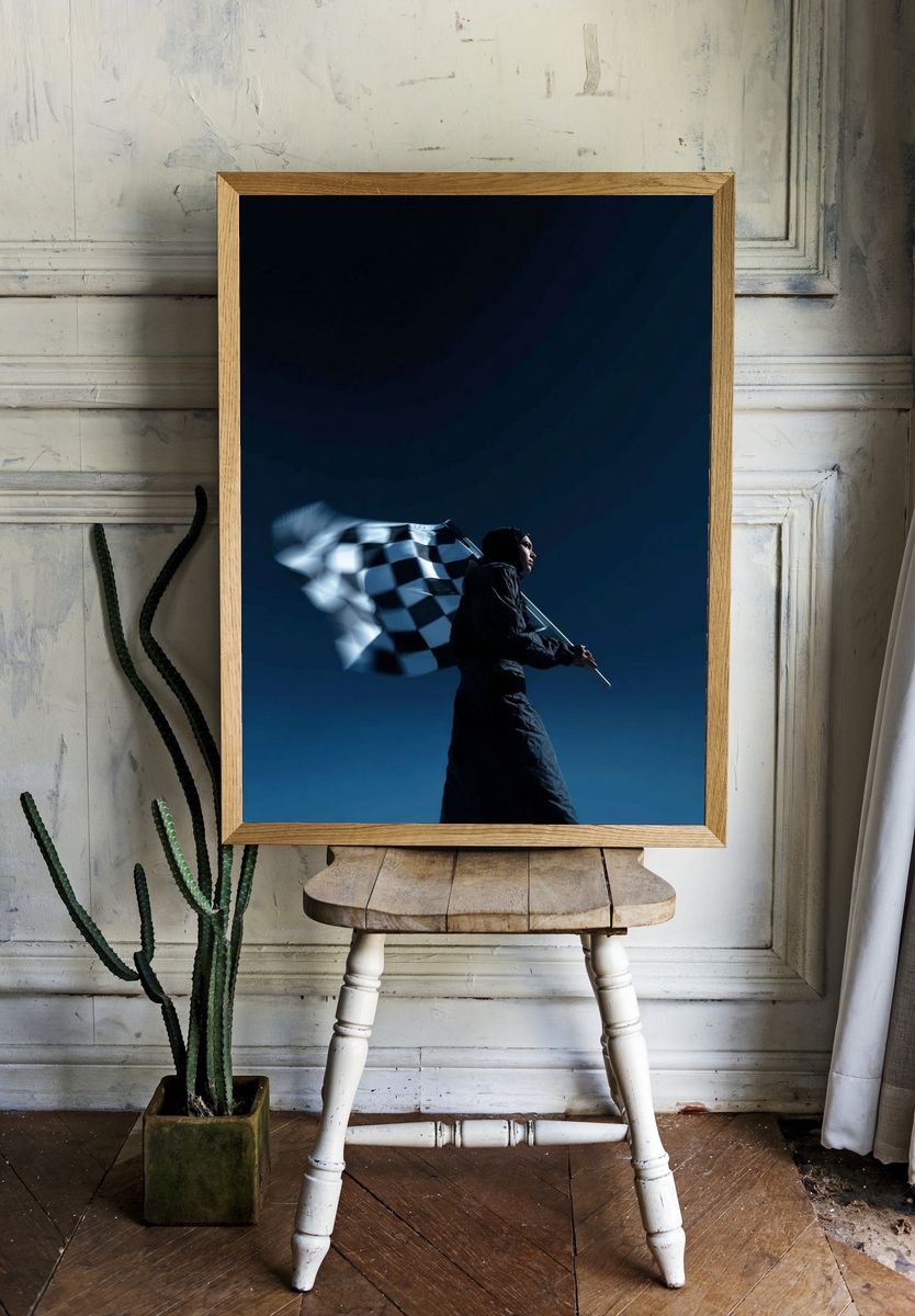 Checkered Flag Racer Photography Poster. — room view 1