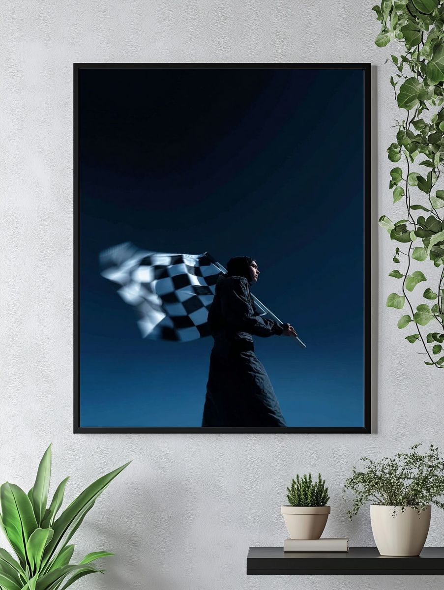 Checkered Flag Racer Photography Poster. — room view 4