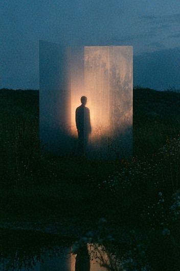 Silhouetted Figure at Dusk Poster. poster detail