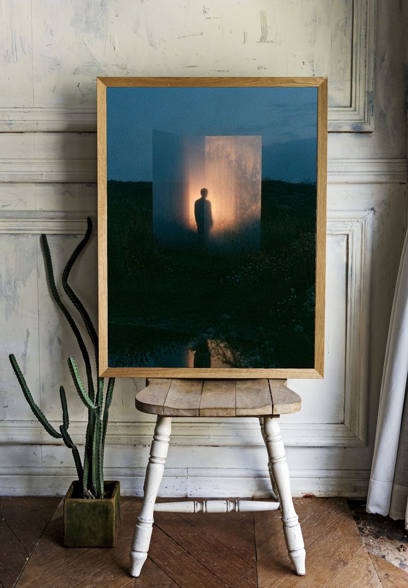 Silhouetted Figure at Dusk Poster. room preview