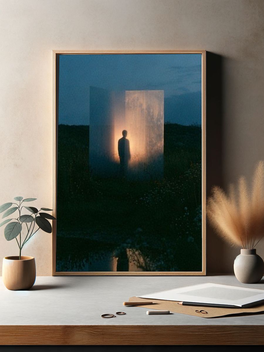 Silhouetted Figure at Dusk Poster. — room view 2