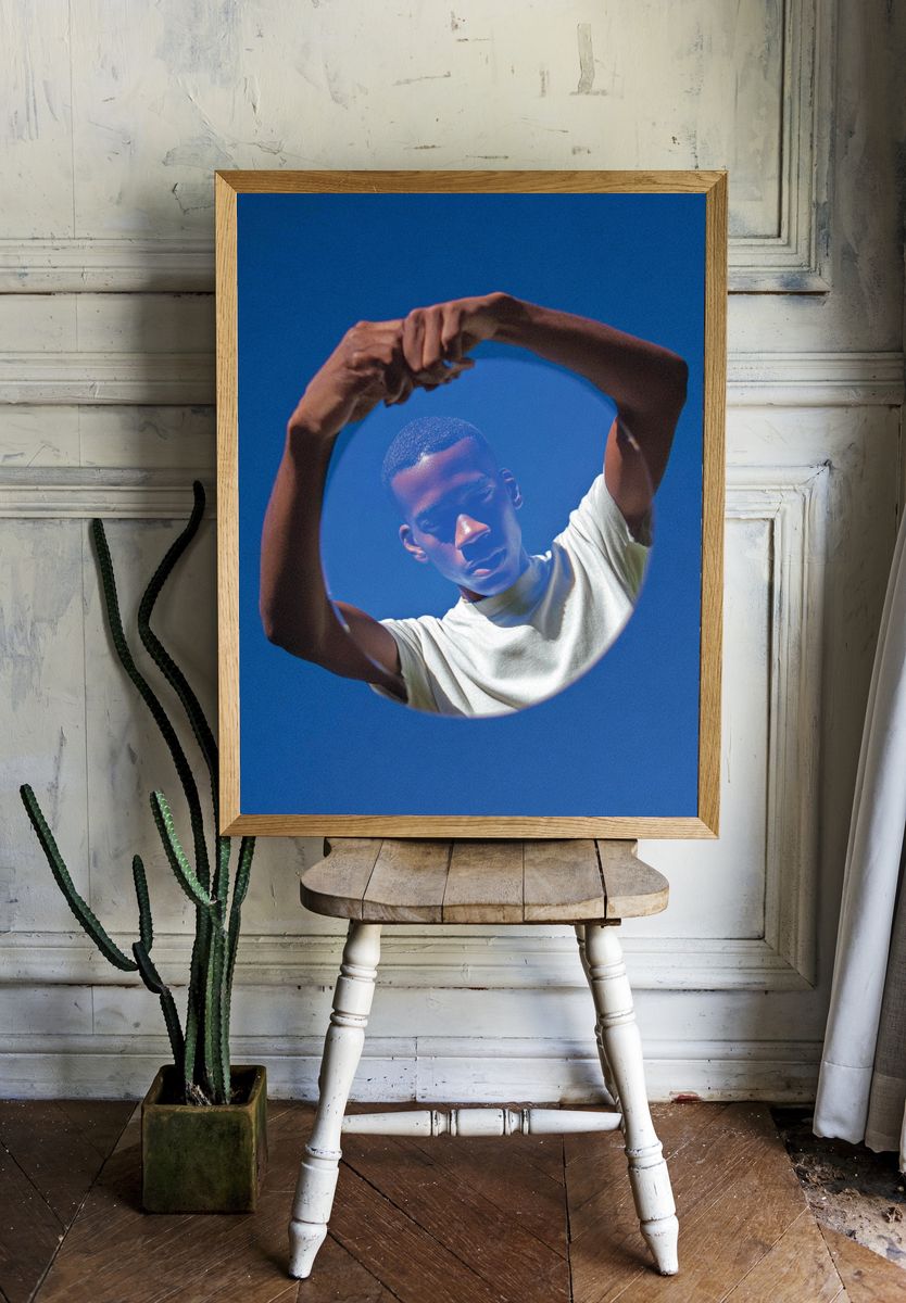 Blue Portrait Reflection Poster. — room view 1