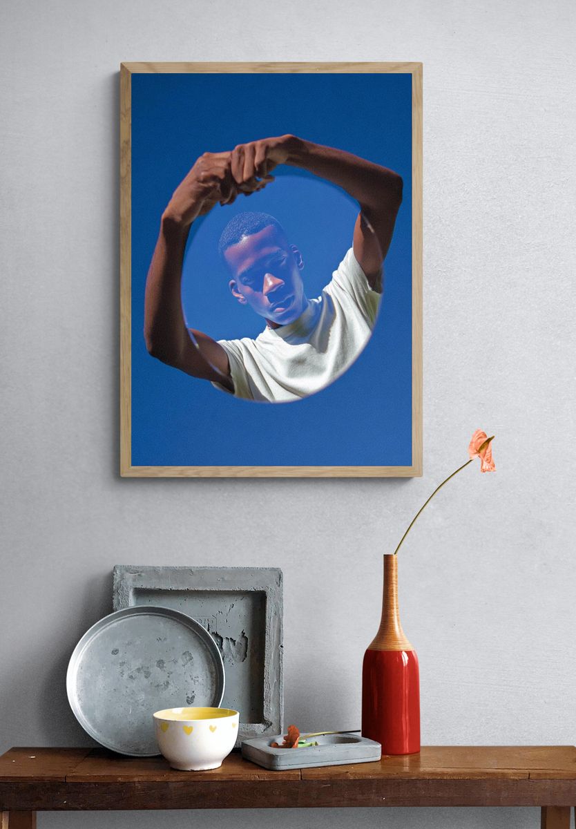 Blue Portrait Reflection Poster. — room view 3
