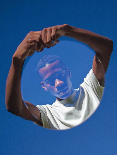 Blue Portrait Reflection Poster. poster