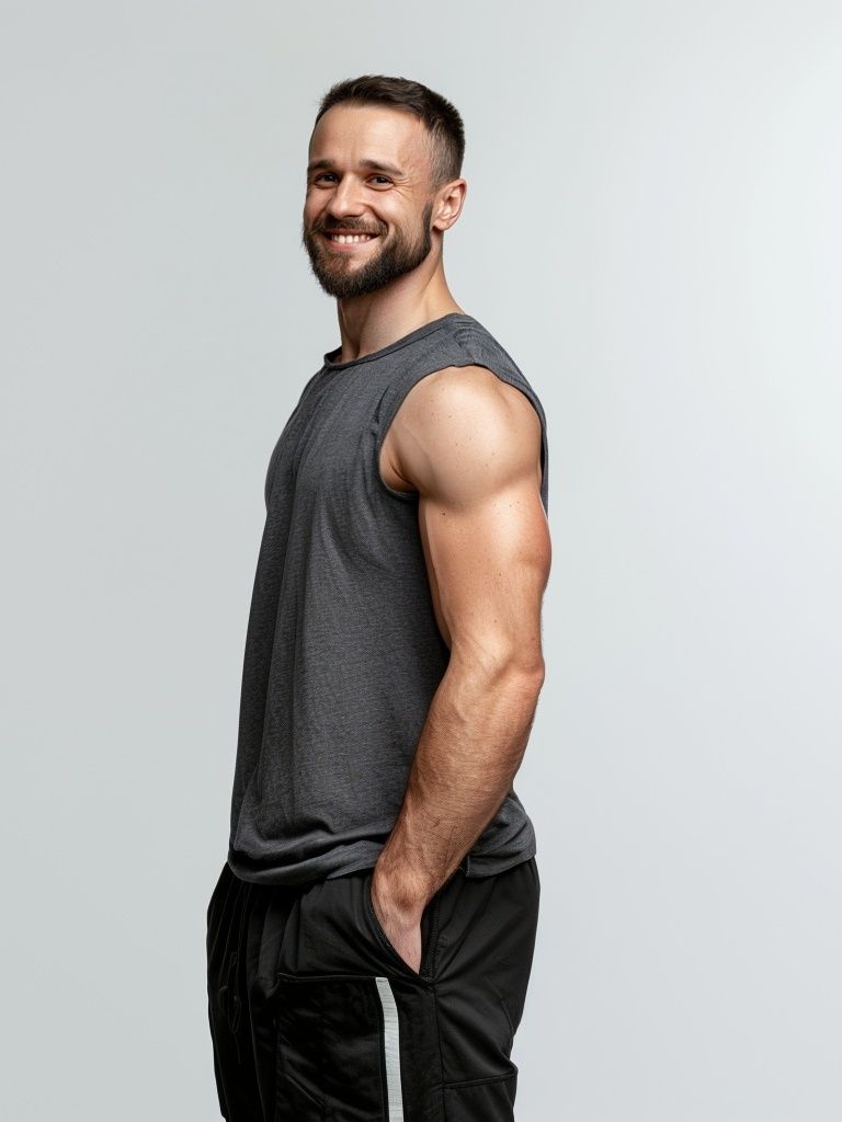 Smiling Athlete Portrait Poster. poster — photography art