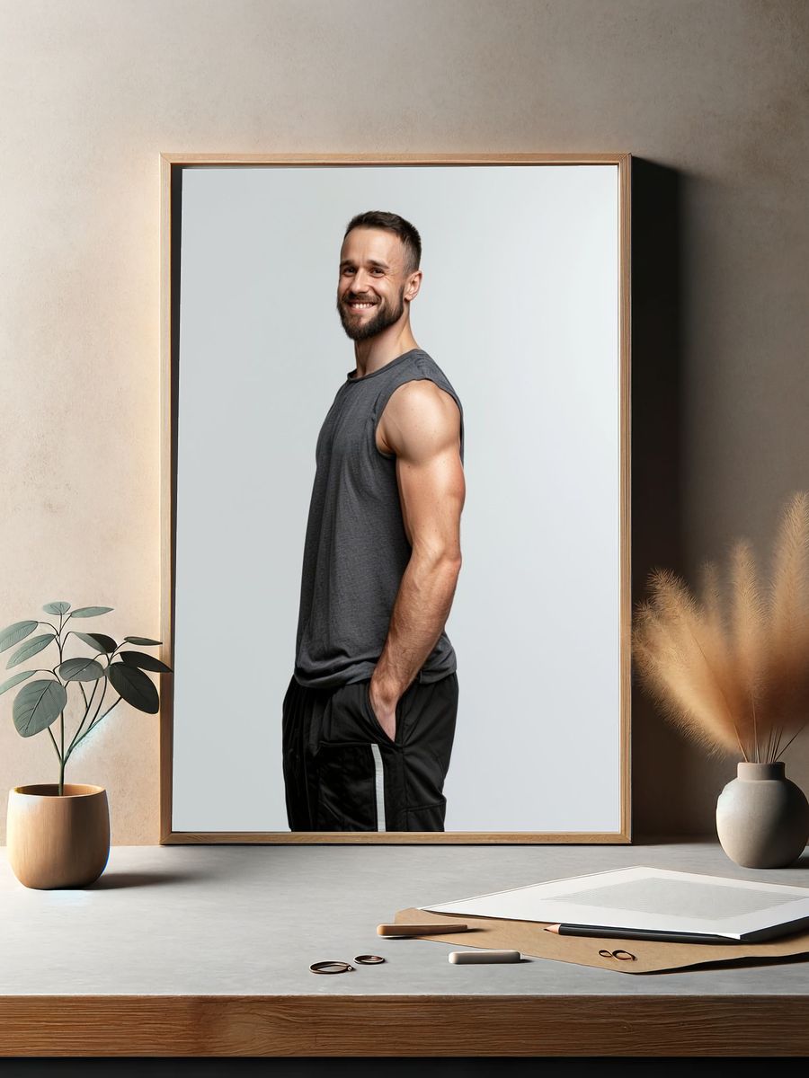 Smiling Athlete Portrait Poster. — room view 2