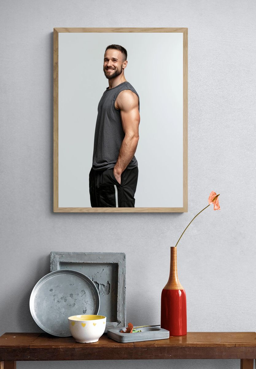 Smiling Athlete Portrait Poster. — room view 3