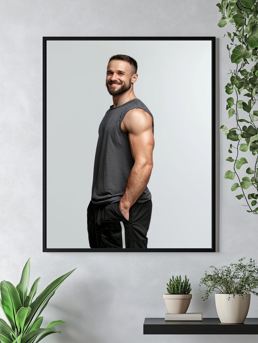 Smiling Athlete Portrait Poster. — room view 4