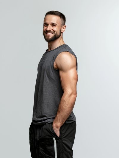 Smiling Athlete Portrait Poster. poster print