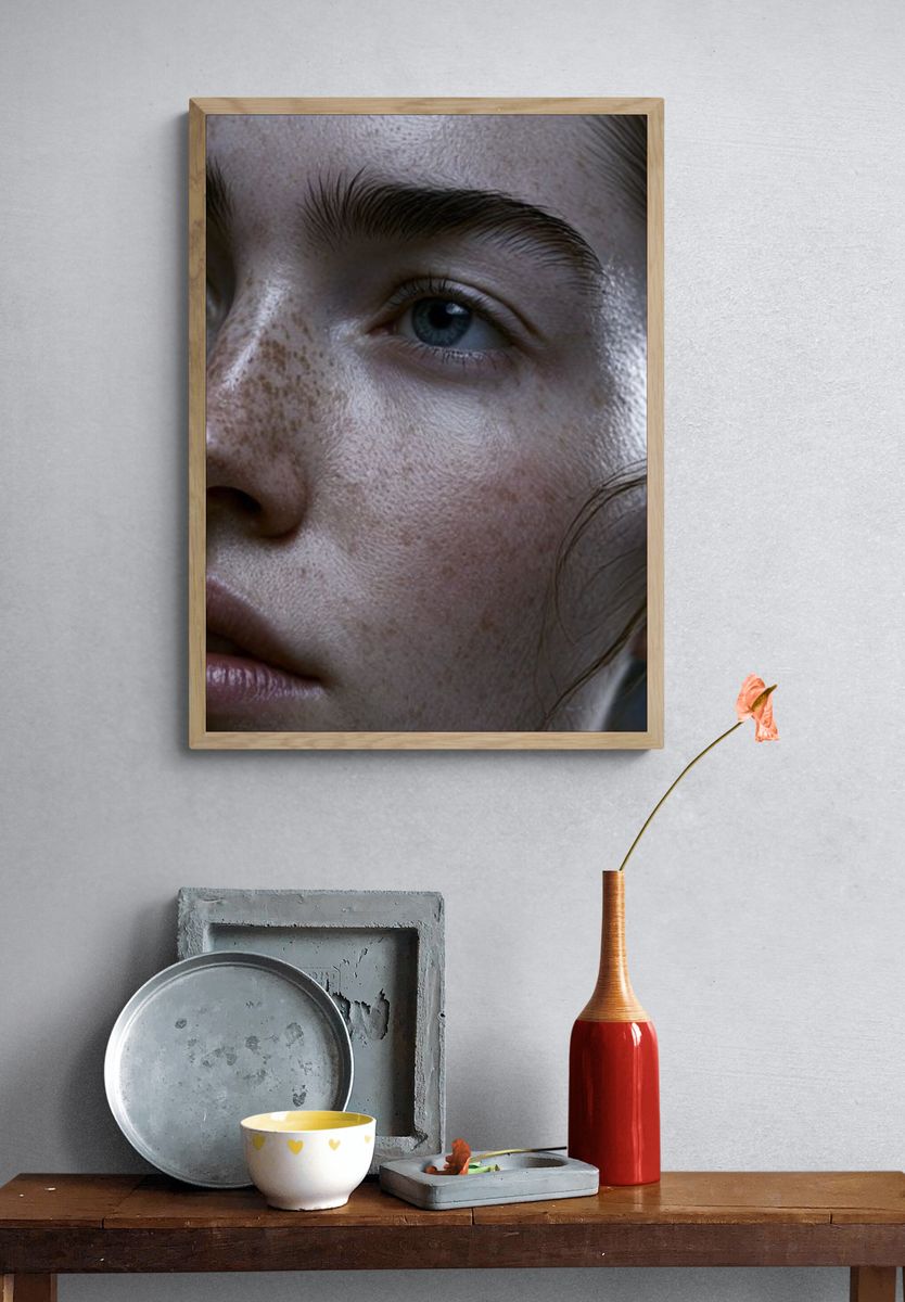 Freckled Portrait Photography Poster. — room view 3