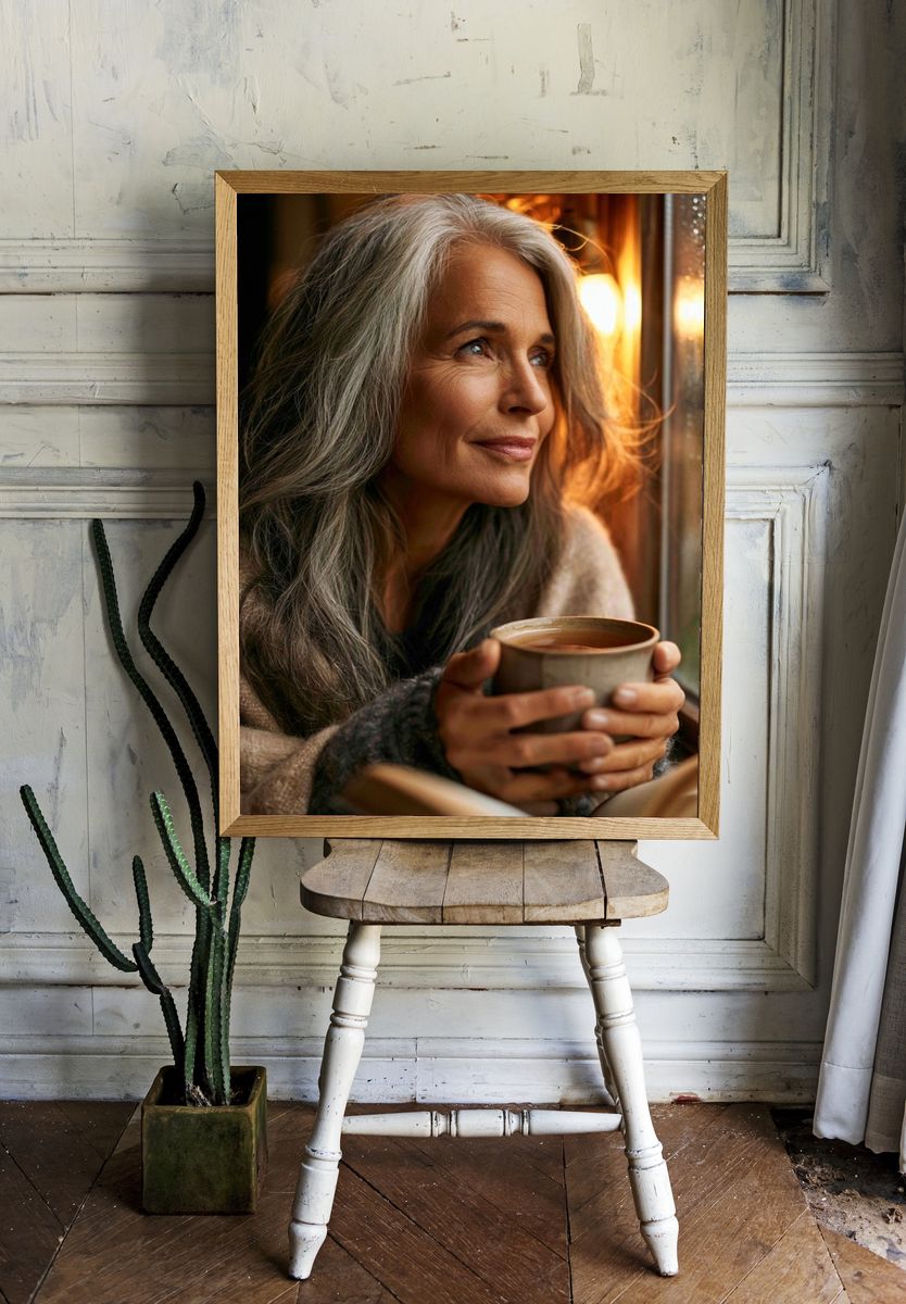 Cozy Window Portrait Photography Poster. room preview