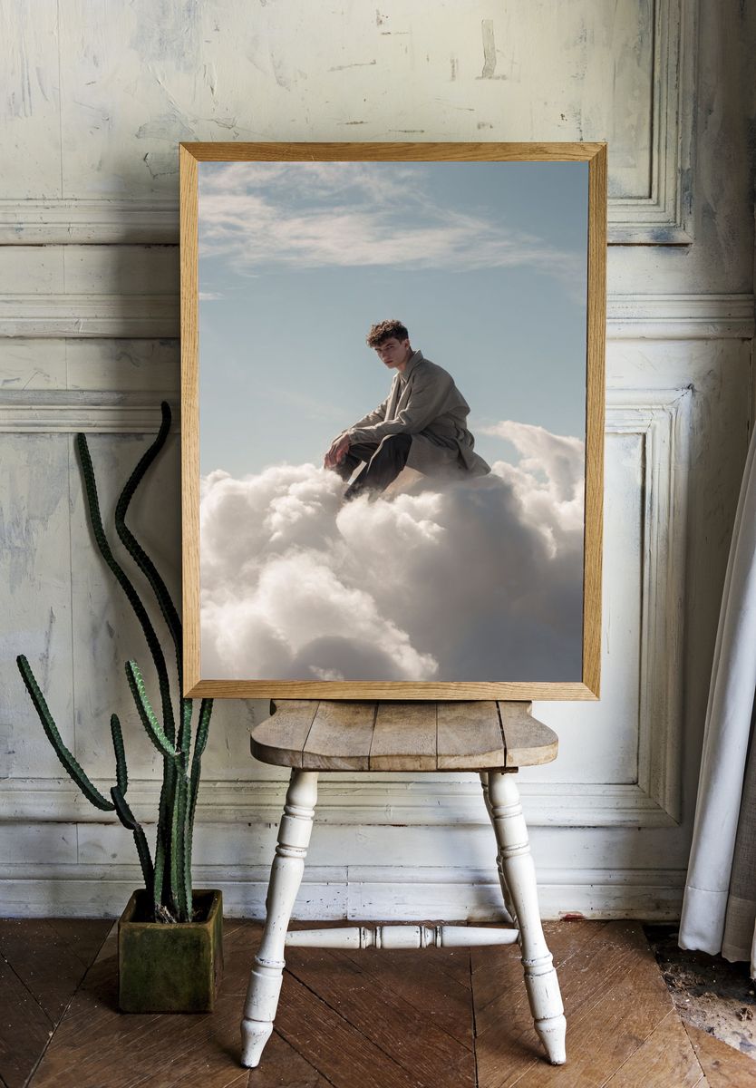 Dreamy Cloud Portrait Print. room preview