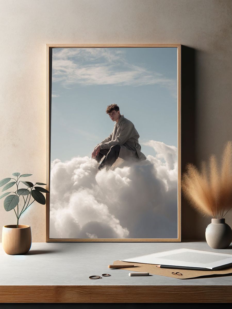 Dreamy Cloud Portrait Print. — room view 2