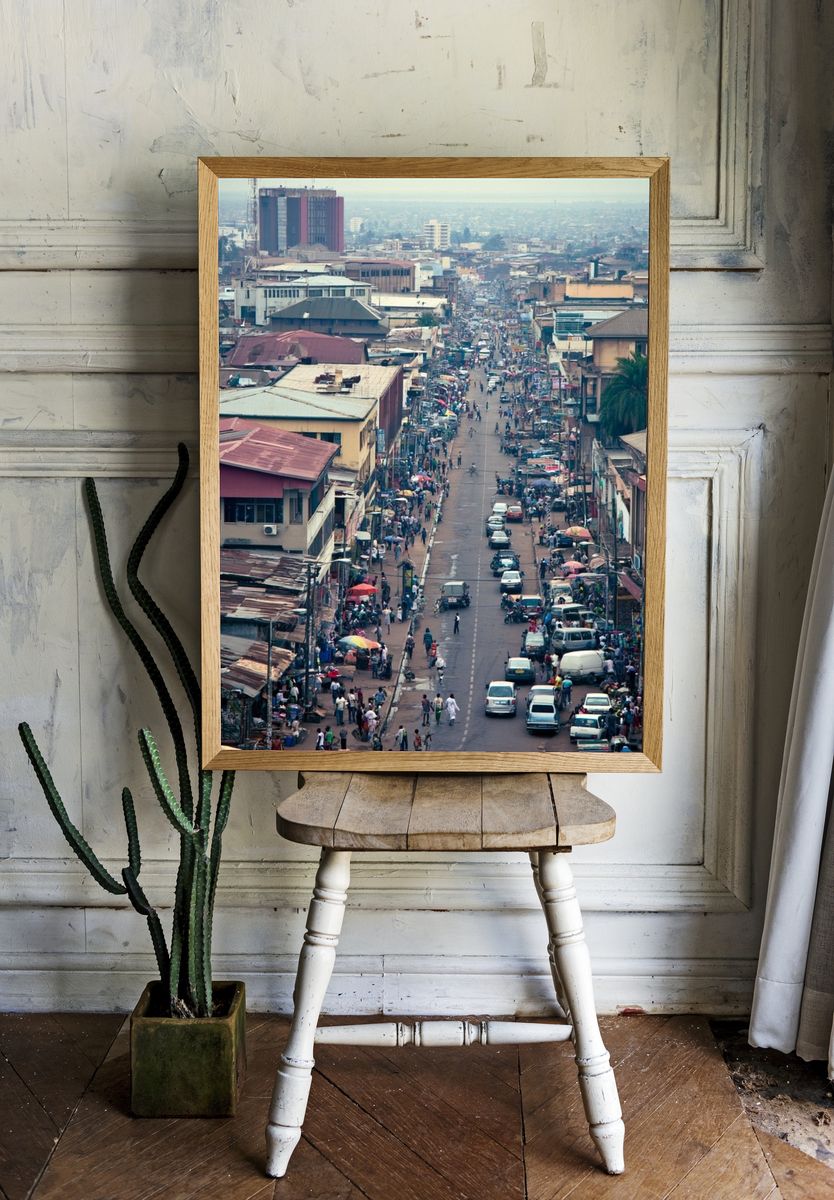 Bustling City Market Street Photography Poster. — room view 1