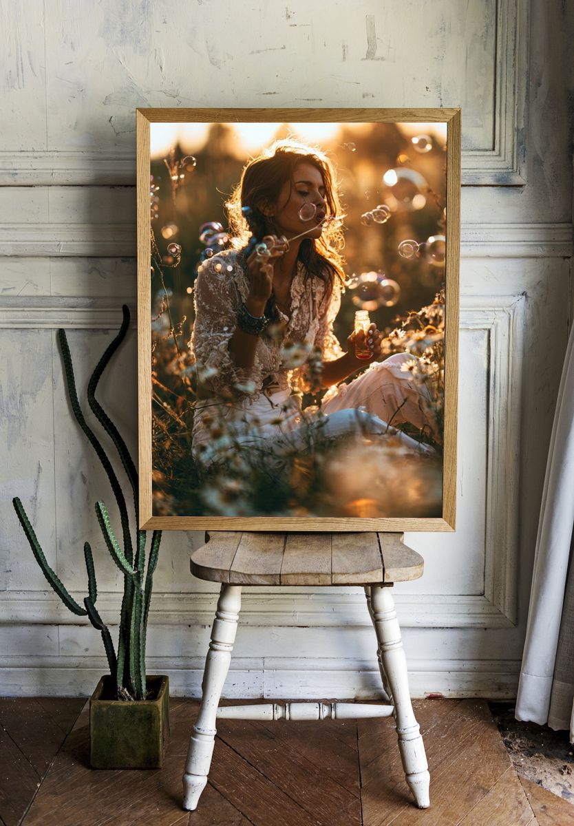 Golden Meadow Portrait Poster. room preview
