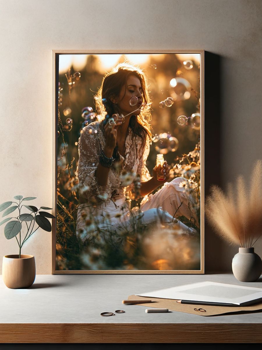 Golden Meadow Portrait Poster. — room view 2