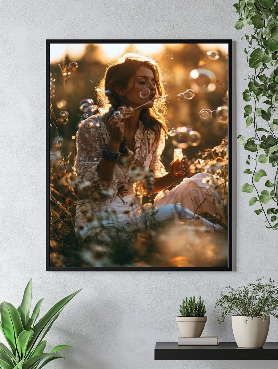 Golden Meadow Portrait Poster. — room view 4